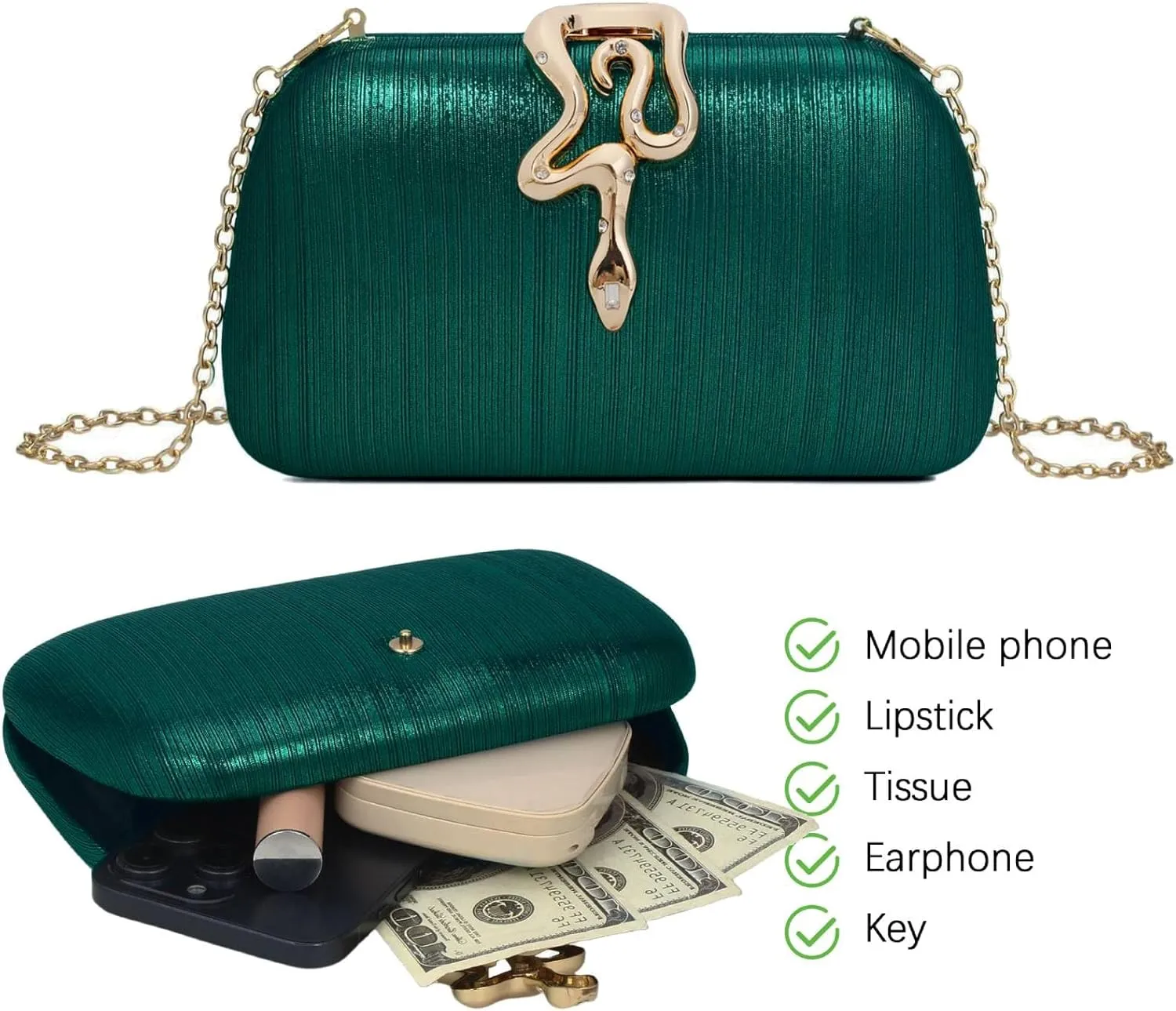 jessie Womens Evening Bags Formal Bridal Wedding Small Clutches Purses Crossbody Prom Cocktail Party Handbags