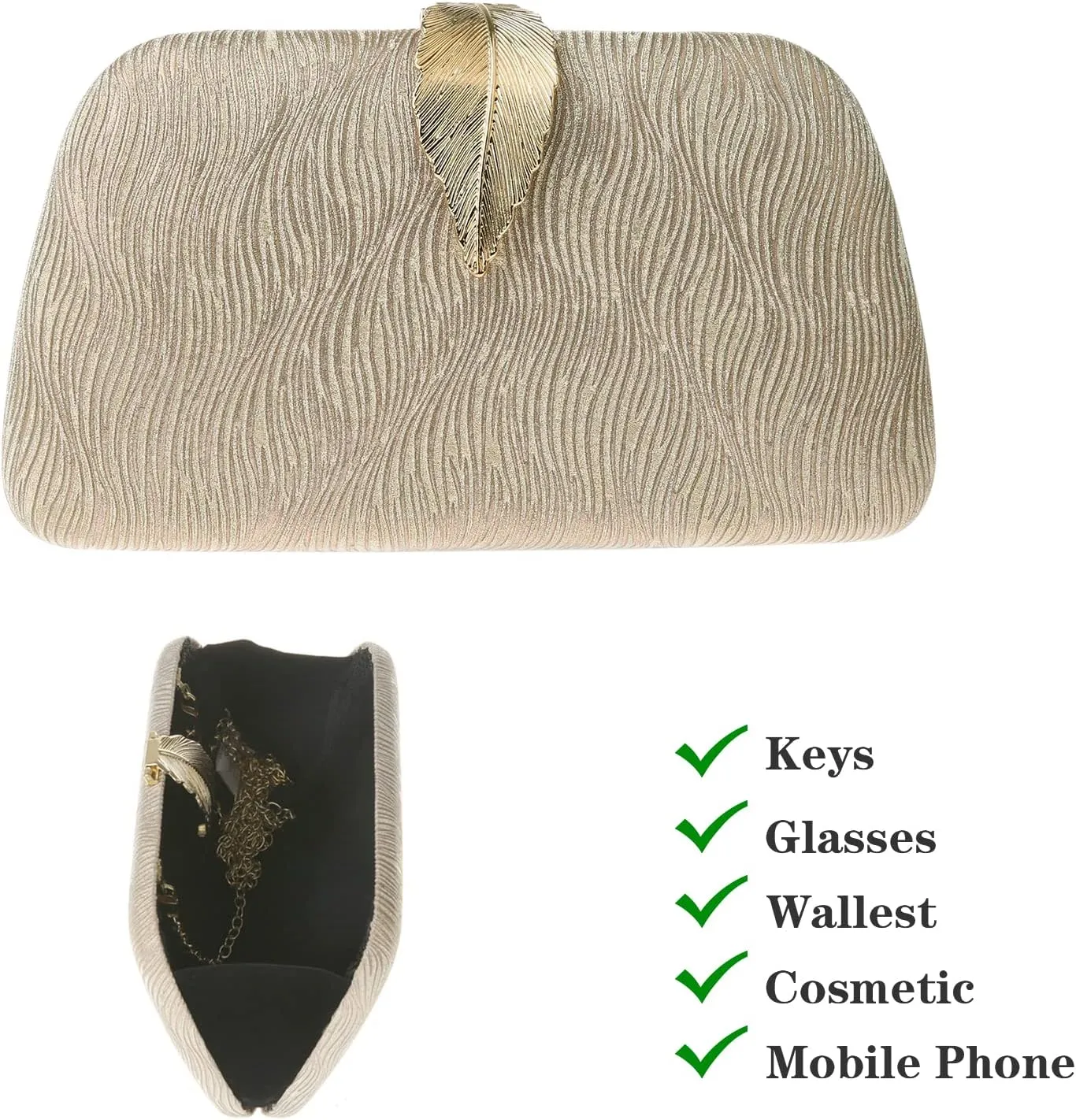 jessie Womens Evening Bags Formal Bridal Wedding Small Clutches Purses Crossbody Prom Cocktail Party Handbags