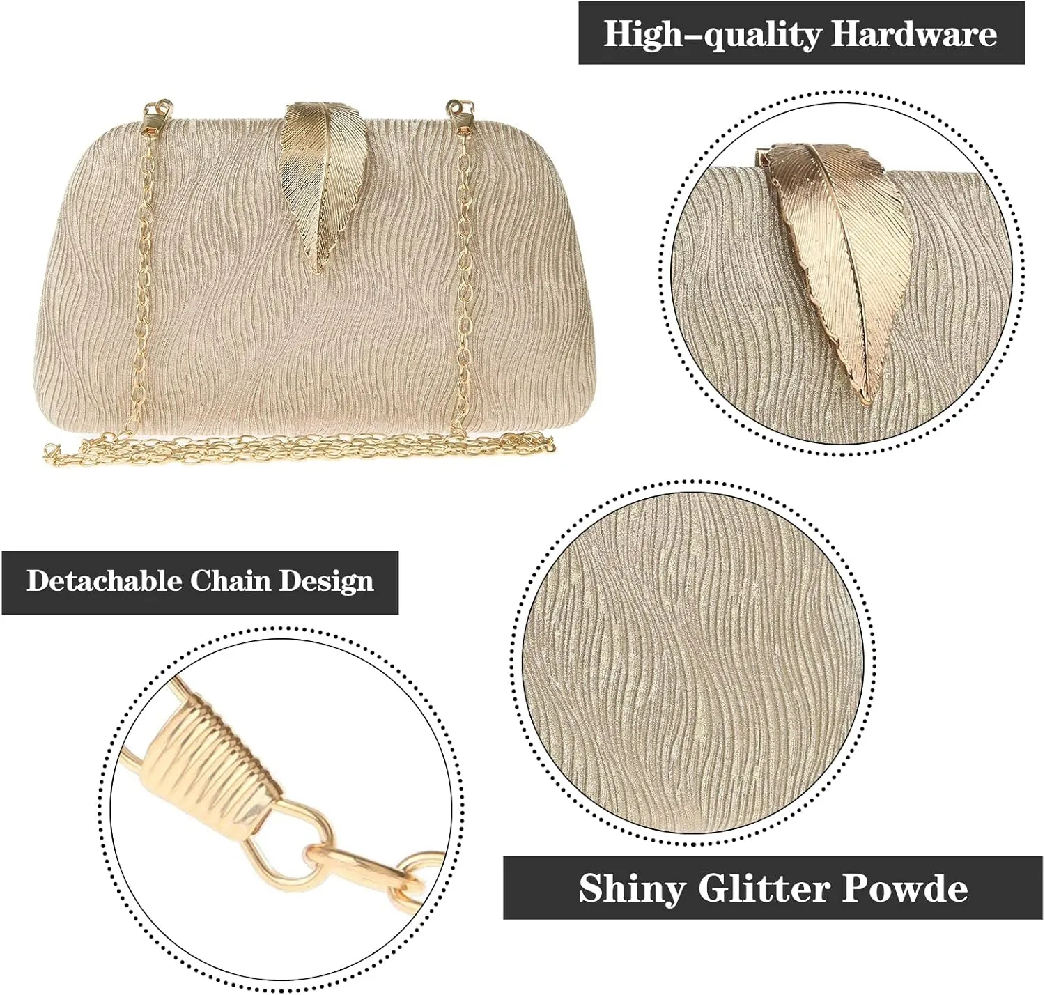 jessie Womens Evening Bags Formal Bridal Wedding Small Clutches Purses Crossbody Prom Cocktail Party Handbags