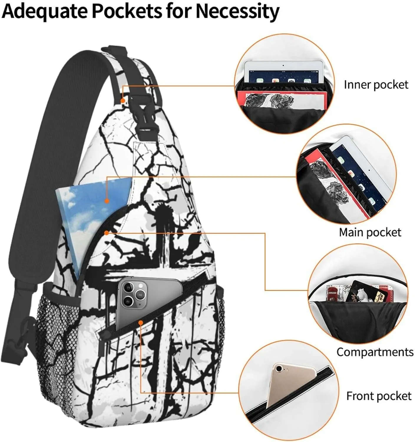 Jesus Cross Backpack for Travel Sport Running Chest Daypack Shoulder Sling Bag for Cycling Walking