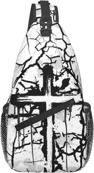 Jesus Cross Backpack for Travel Sport Running Chest Daypack Shoulder Sling Bag for Cycling Walking