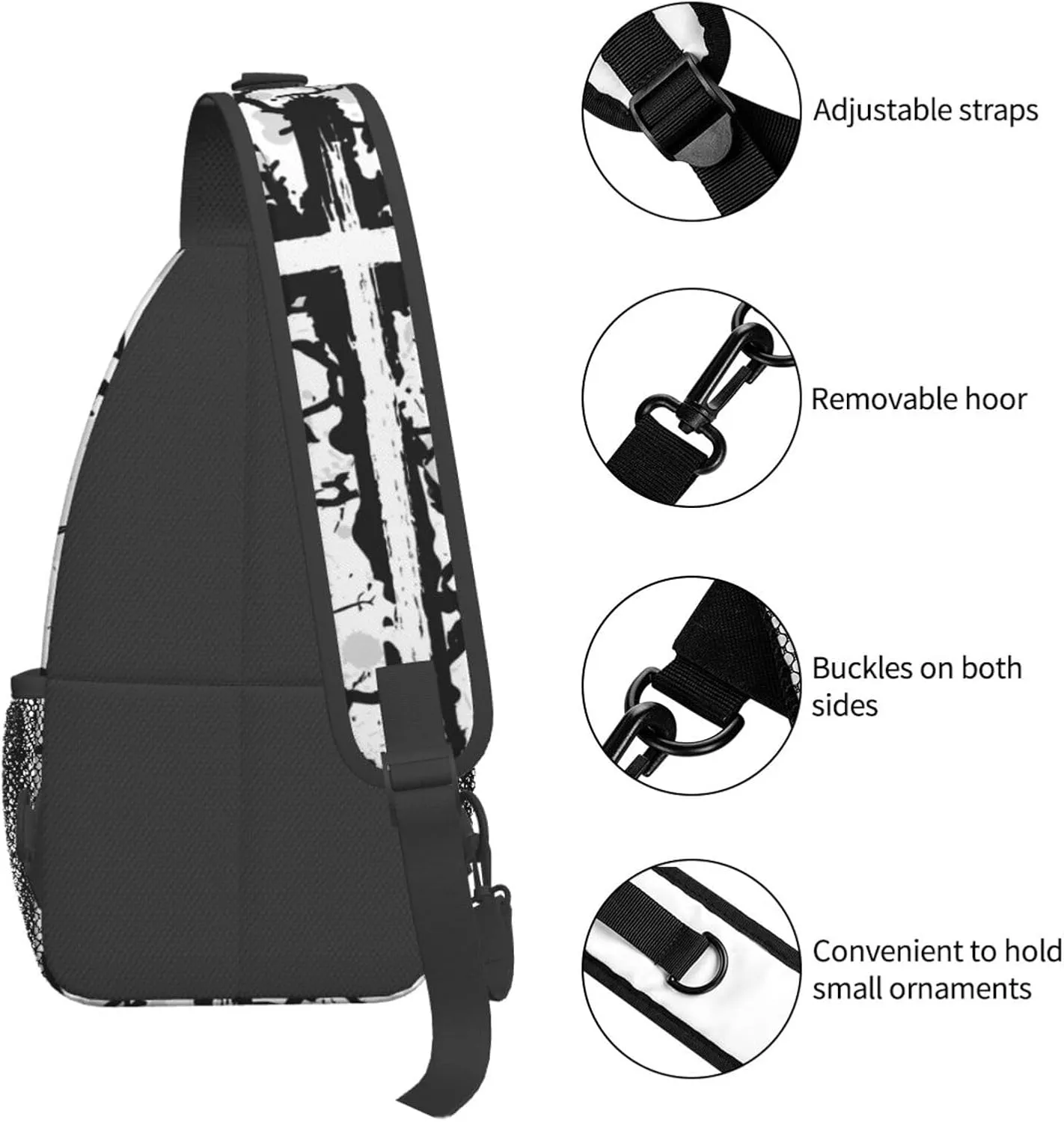 Jesus Cross Backpack for Travel Sport Running Chest Daypack Shoulder Sling Bag for Cycling Walking