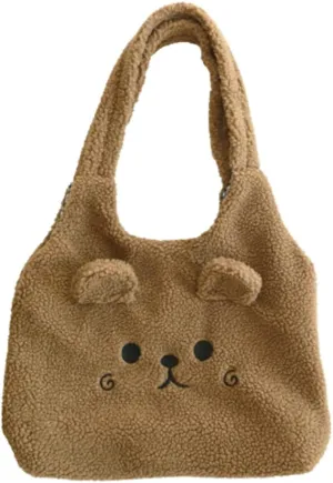JHTPSLR Kawaii Tote Bag - Cute Bear & Lamb Tote Purse - Aesthetic Shoulder Bag for Women