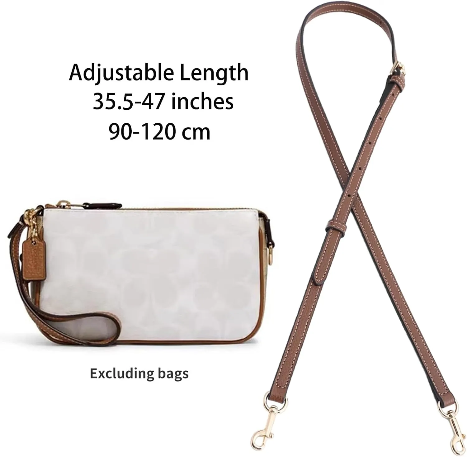 jiesinlov Microfiber Leather Purse Shoulder Straps Crossbody Adjustable Replacement for Swinger Nolita Barrel Penn Handbag or Bucket Bag(BROWN)