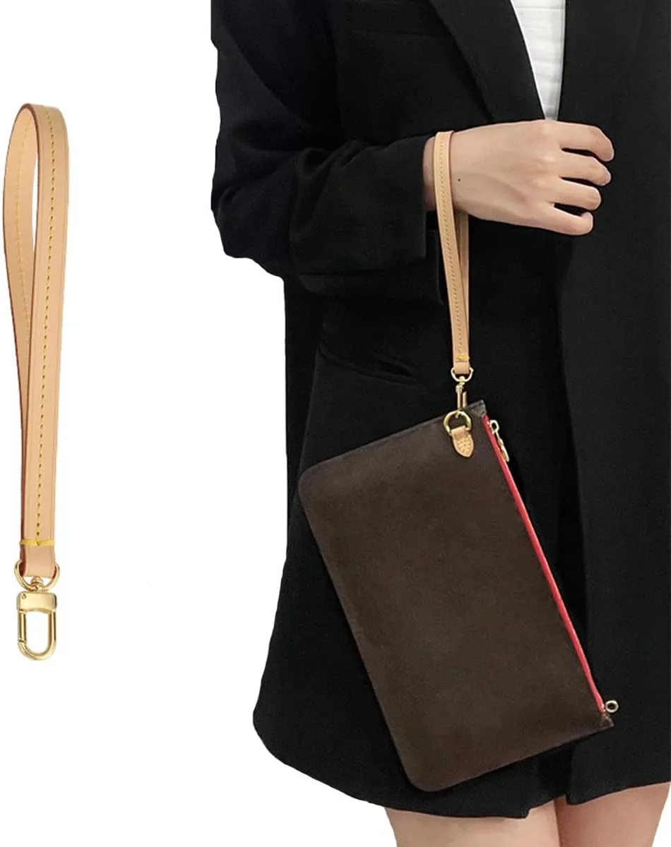 jiesinlov Purse Hand Wrist Strap,Vachetta Leather Replacement Wristlet Keychain Strap for Clutch Bag