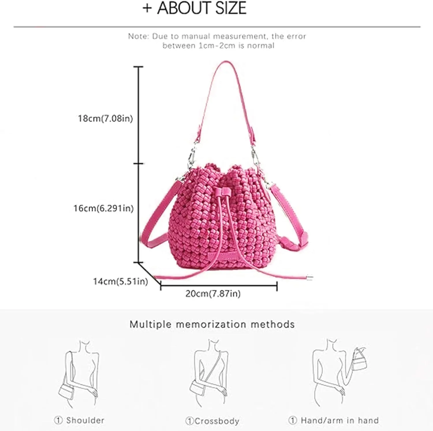 JINMANXUE Fashion Hollow Bucket Tote Bag For Women, Crossbody Female Handbag Woven Silk bag Leisure Leather Shoulder Bag
