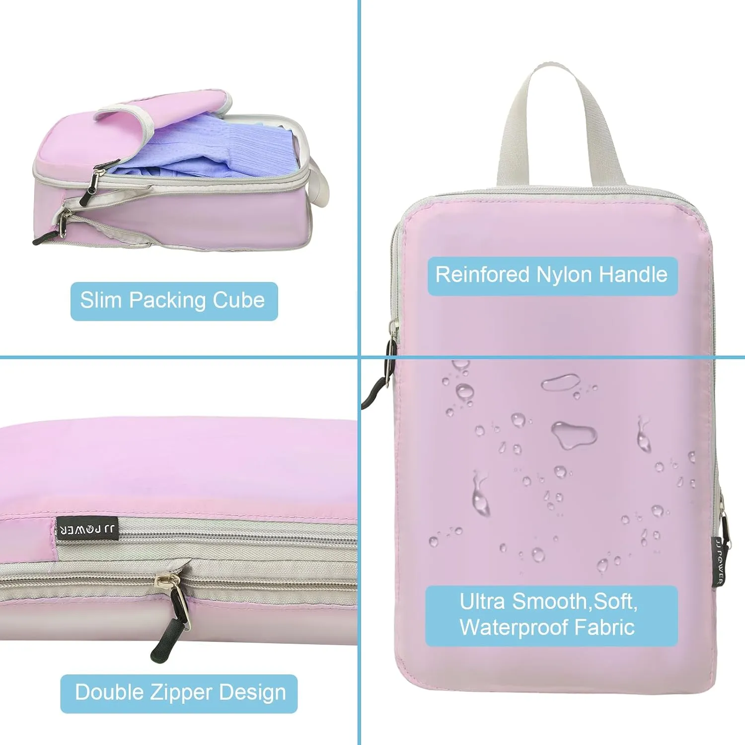 JJ Power 3 Set Lightweight Compression Packing Cubes for Suitcases, Travel Essentials Expandable Packing Cubes Organizer for Carry on Suitcases(Pink)
