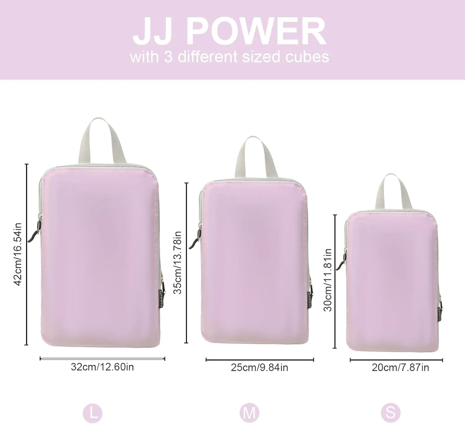JJ Power 3 Set Lightweight Compression Packing Cubes for Suitcases, Travel Essentials Expandable Packing Cubes Organizer for Carry on Suitcases(Pink)
