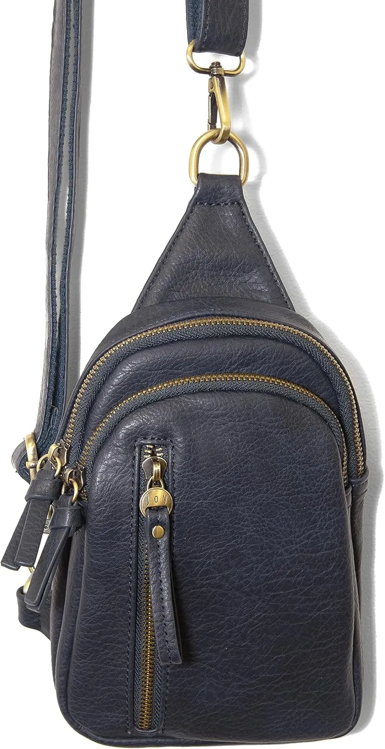 Joy Susan Skyler Sling Bag: Vegan Leather, Zippered Closure, Brass Plated Hardware