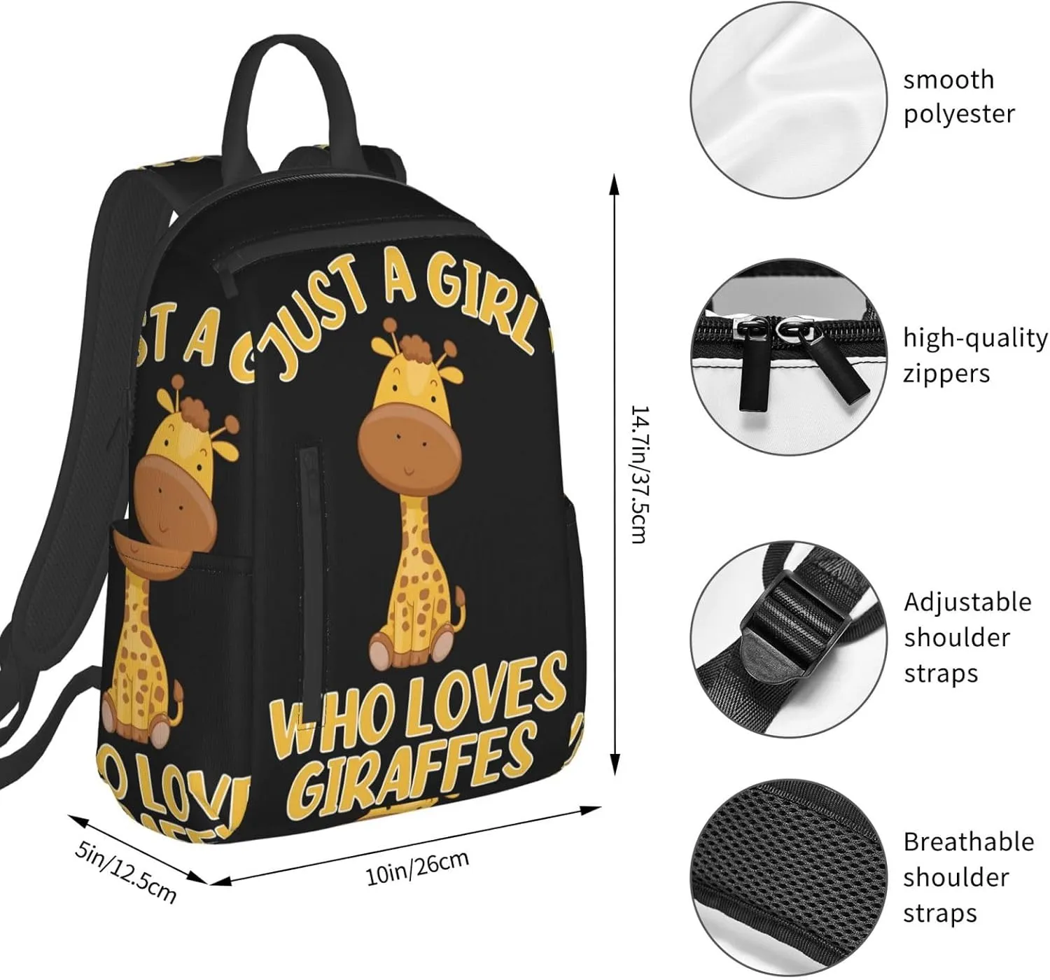 Just A Women Who Loves Giraffes Travel Laptop Backpack Casual Backpacks Double Shoulder Daypack Notebook Rucksack Work Bags Sports Bag for Gym Hiking Camping Beach