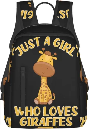 Just A Women Who Loves Giraffes Travel Laptop Backpack Casual Backpacks Double Shoulder Daypack Notebook Rucksack Work Bags Sports Bag for Gym Hiking Camping Beach