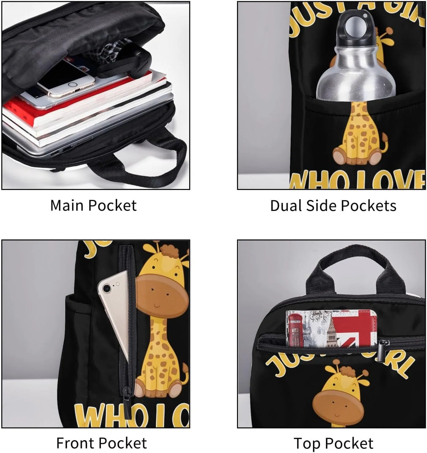 Just A Women Who Loves Giraffes Travel Laptop Backpack Casual Backpacks Double Shoulder Daypack Notebook Rucksack Work Bags Sports Bag for Gym Hiking Camping Beach