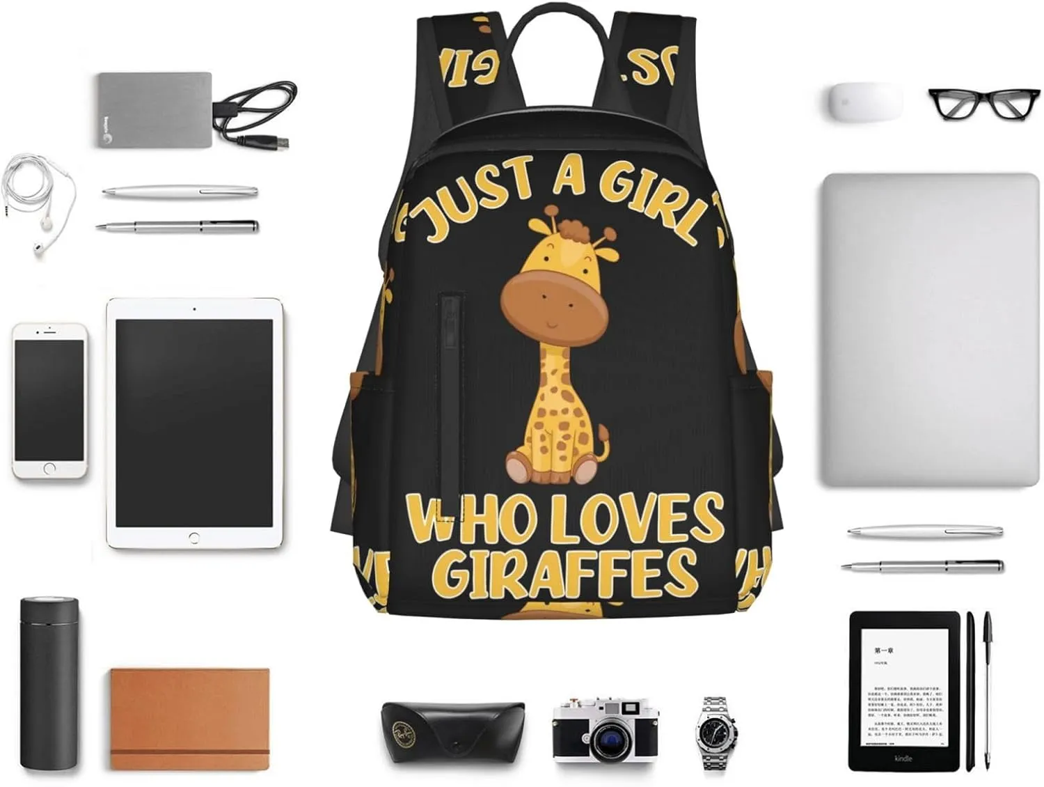 Just A Women Who Loves Giraffes Travel Laptop Backpack Casual Backpacks Double Shoulder Daypack Notebook Rucksack Work Bags Sports Bag for Gym Hiking Camping Beach