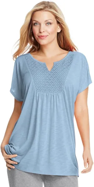 Just My Size Womens Slub Jersey Tunic Crochet Bib