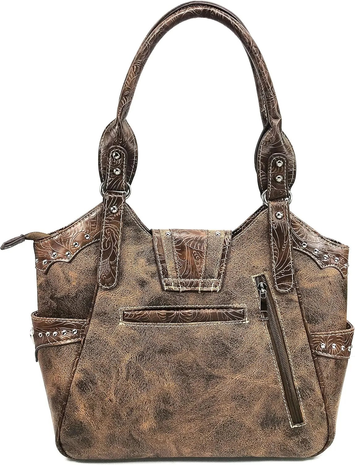 Justin West American Albino Floral Embroidery Buckle Shoulder Concealed Carry Handbag Purse
