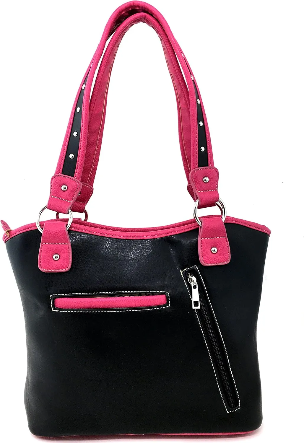 Justin West Western Rhinestone Cross Tote Purse Embroidery Floral Design Leather Concealed Carry Handbag