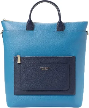 kate spade new york Walker Colorblocked Pebbled Leather Convertible Backpack, Back to School Blues Multi