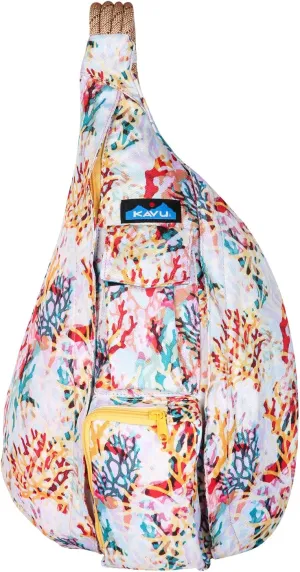 KAVU Original Rope Sling Bag with Adjustable Rope Shoulder Strap - Floral Coral