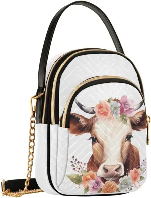 Kawaii Highland Ox Flowers Floral Small Crossbody Bags for Women Cell Phone Shoulder Purse Handbags Wallet 21215850