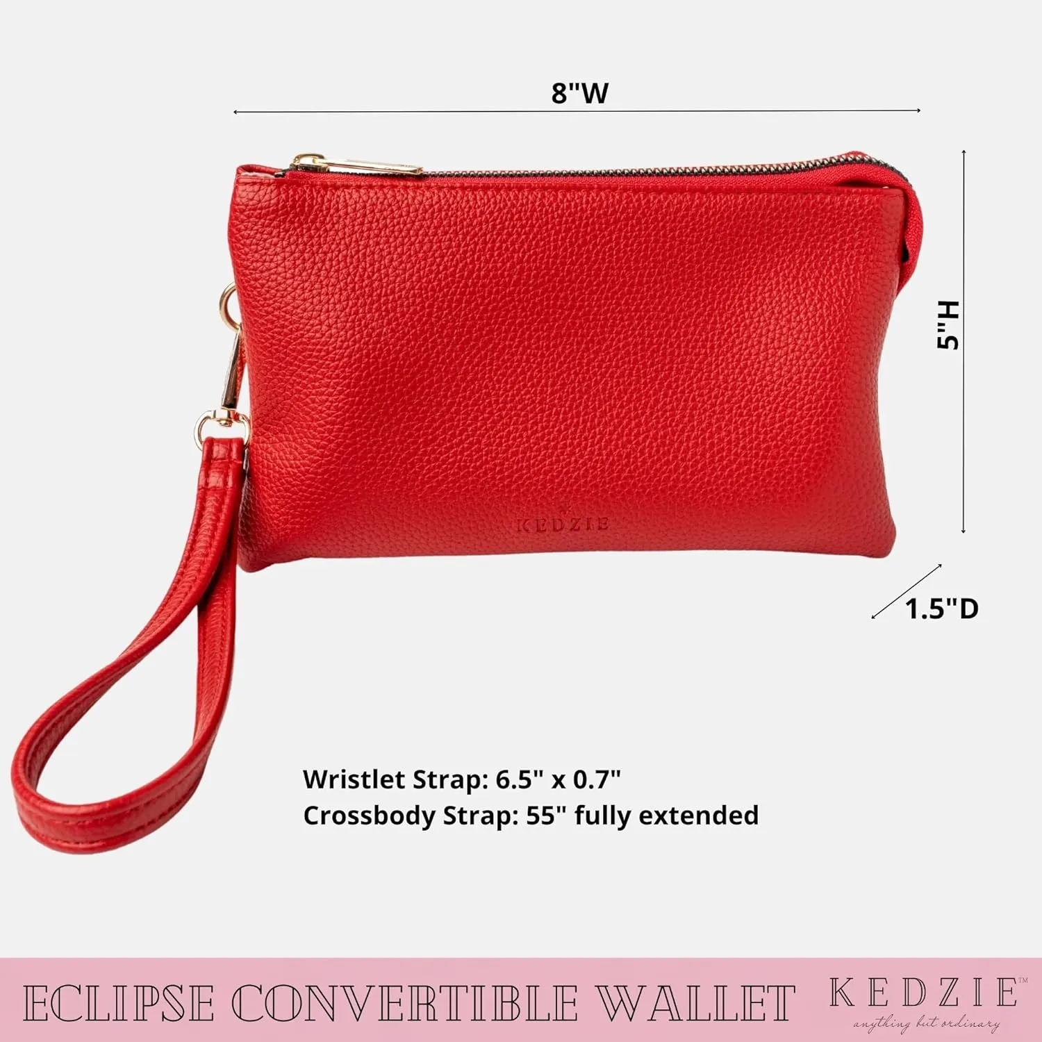 KEDZIE Eclipse Vegan Leather Convertible Purse Wallet Crossbody Bag for Women