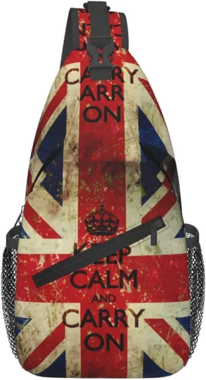 Keep Calm And Carry On Chest Sling Bag Crossbody Shoulder Backpack Bag Gym Cycling Travel Hiking Daypack Cross Bag