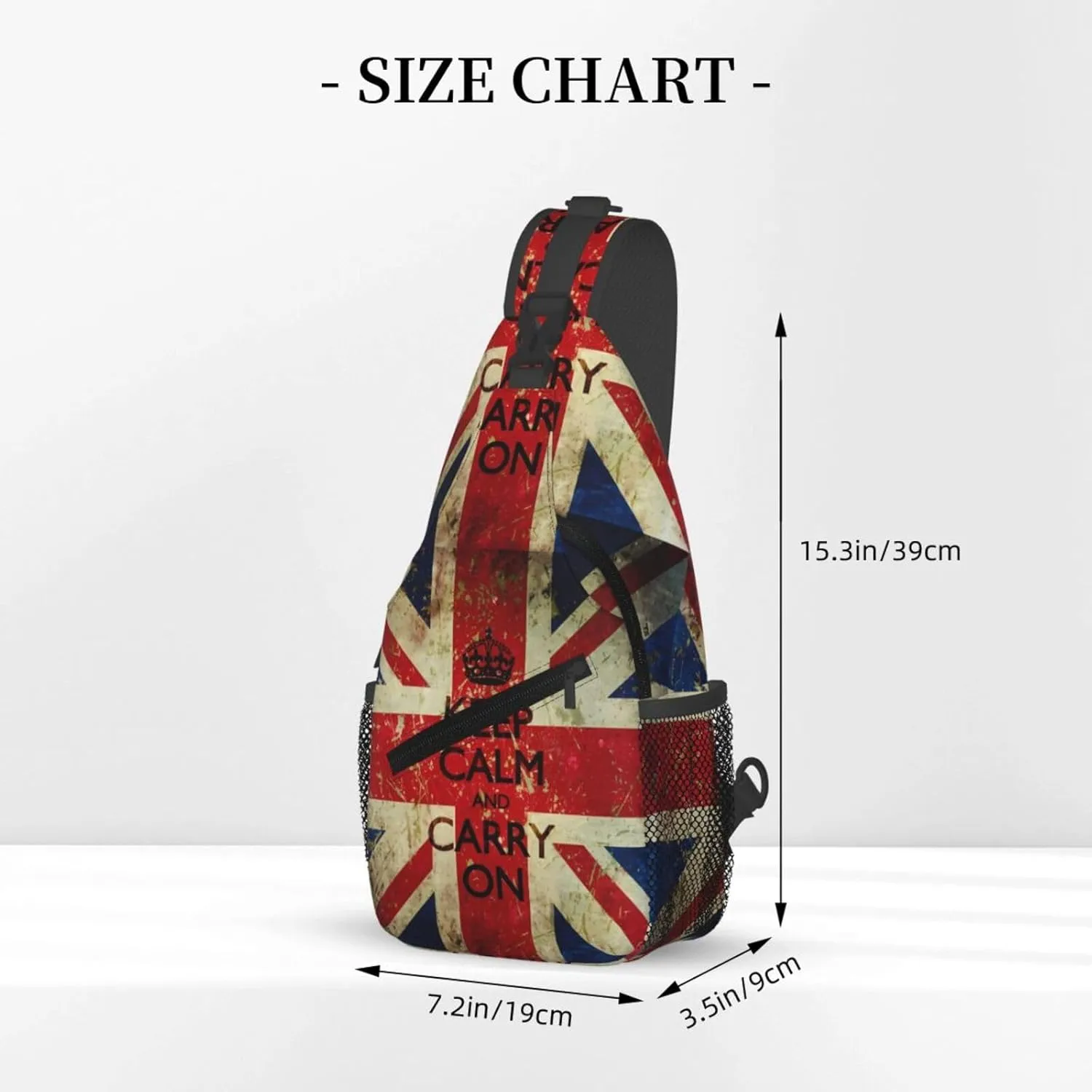 Keep Calm And Carry On Chest Sling Bag Crossbody Shoulder Backpack Bag Gym Cycling Travel Hiking Daypack Cross Bag