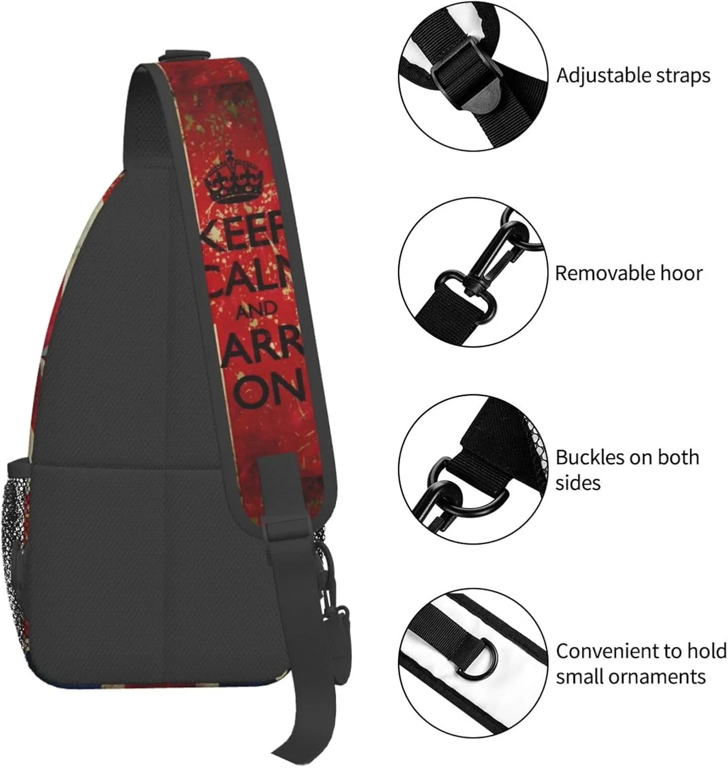 Keep Calm And Carry On Chest Sling Bag Crossbody Shoulder Backpack Bag Gym Cycling Travel Hiking Daypack Cross Bag