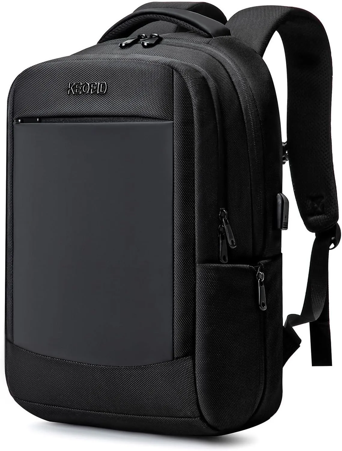 KEOFID Work Laptop Backpack for Men and Women, Mens Work Backpacks Fit 15.6 Inch Computer, Carry On Business Travel Back pack with USB Charging Port, Water Resistant(Black)