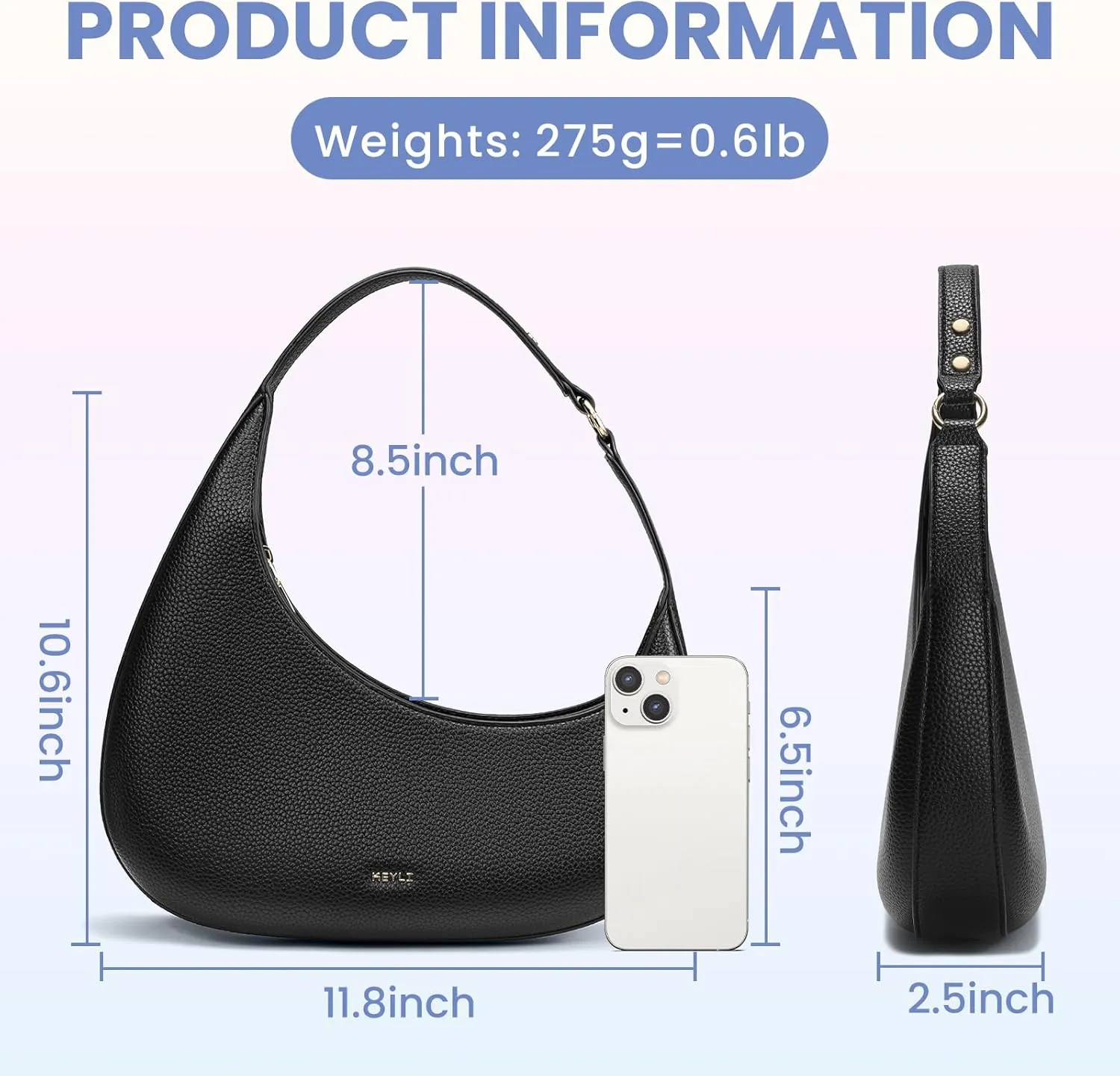 Keyli Shoulder Bag for Women Trendy Casual Leather Shoulder Purses lightweight Handbags Clutches with Zipper closure