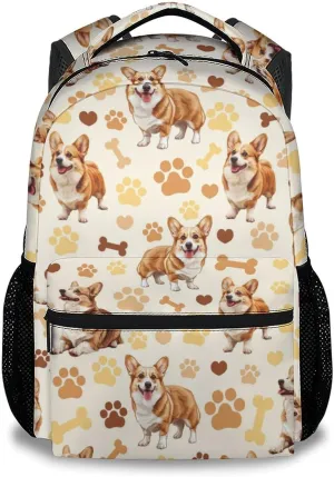 Kids Backpack for Boys, 17 Inch Dog Backpacks for Girl, Cute Corgi Bookbag for School Travel
