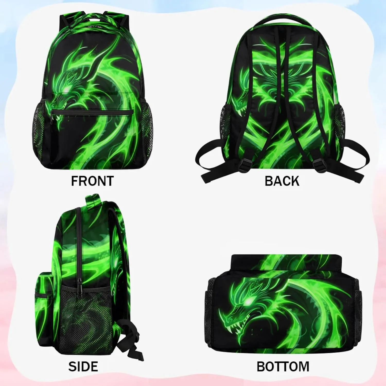 Kids Backpack for Boys - Elementary Middle School Bag Student Bookbag for Girls Teens - Casual Daypack Travel Laptop Backpacks(Dragon)
