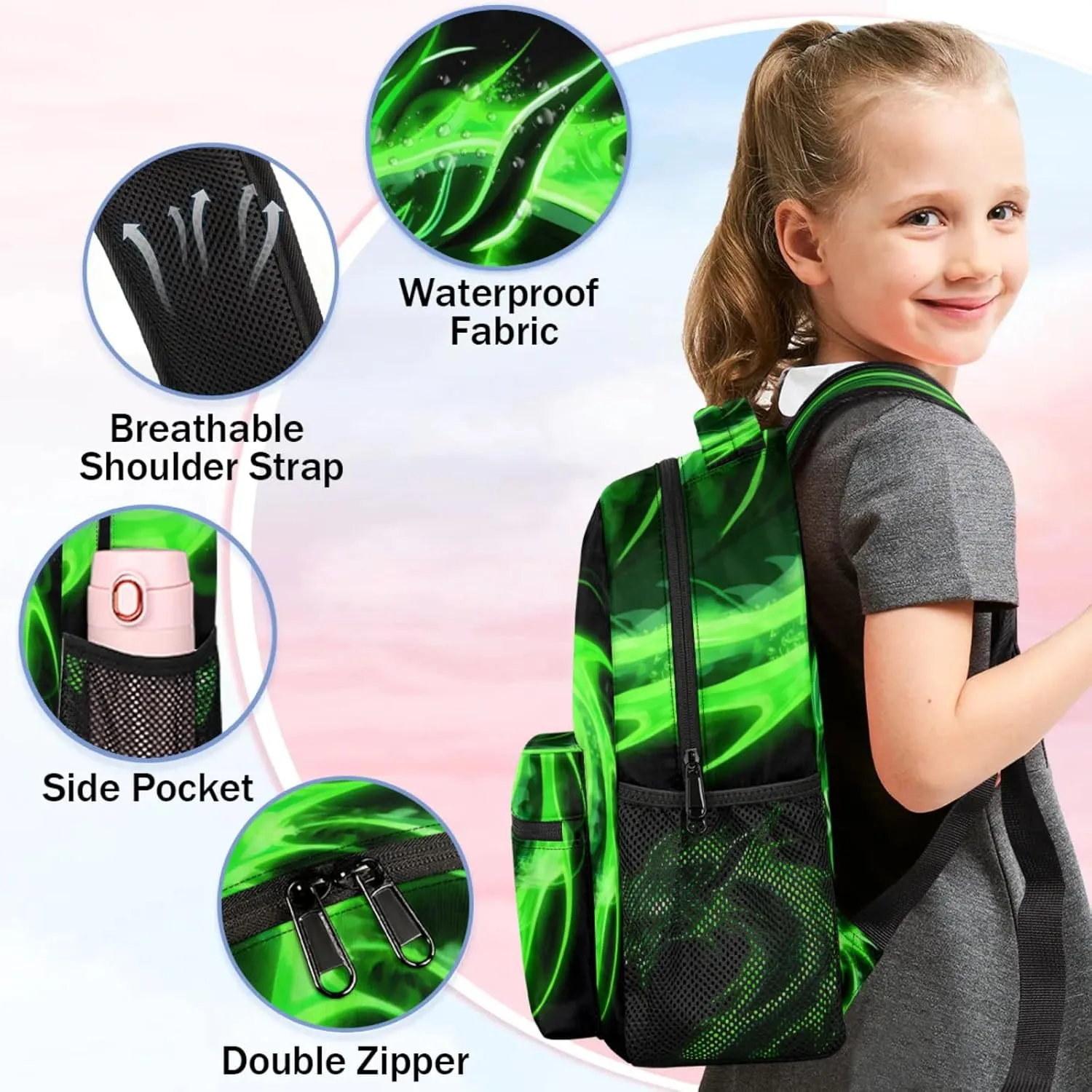 Kids Backpack for Boys - Elementary Middle School Bag Student Bookbag for Girls Teens - Casual Daypack Travel Laptop Backpacks(Dragon)