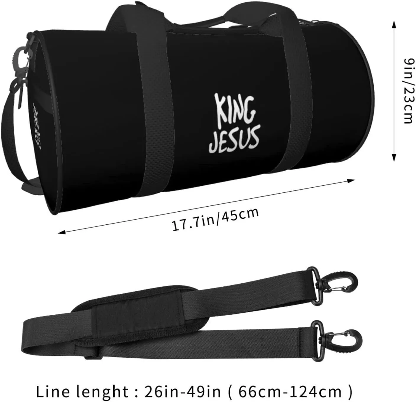 King Jesus Travel Luggage Duffel Bag Sports Rolling Foldable Duffel Bag, Black