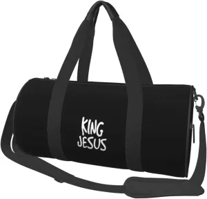 King Jesus Travel Luggage Duffel Bag Sports Rolling Foldable Duffel Bag, Black