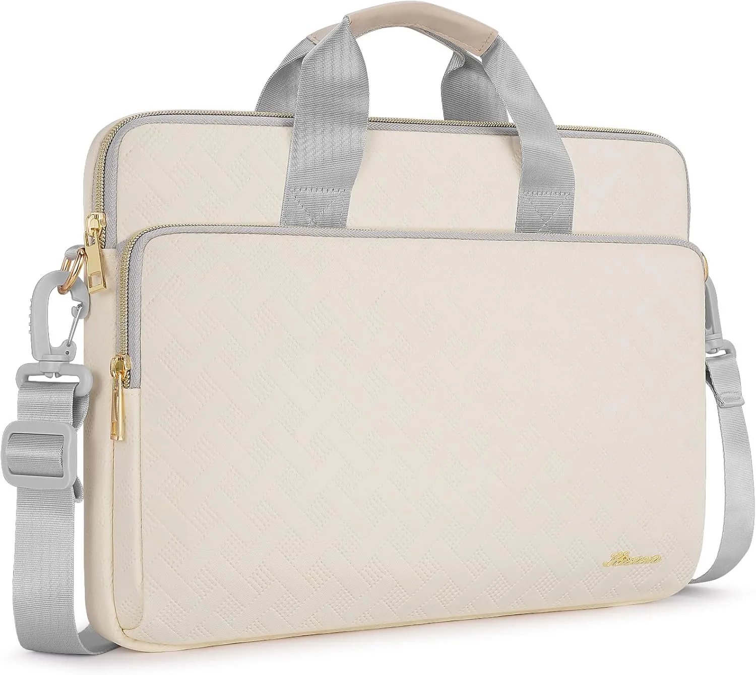 KIZUNA Laptop Sleeve Case 13 Inch Computer Shoulder Bag for 13.6" MacBook Air M2/MacBook Pro 14 M3 M2 M1 MAX/14 Lenovo ThinkPad X1 Carbon/IdeaPad Flex 5 Gen 8/IdeaPad Flex 5i/Yoga 9i Dell, Beige
