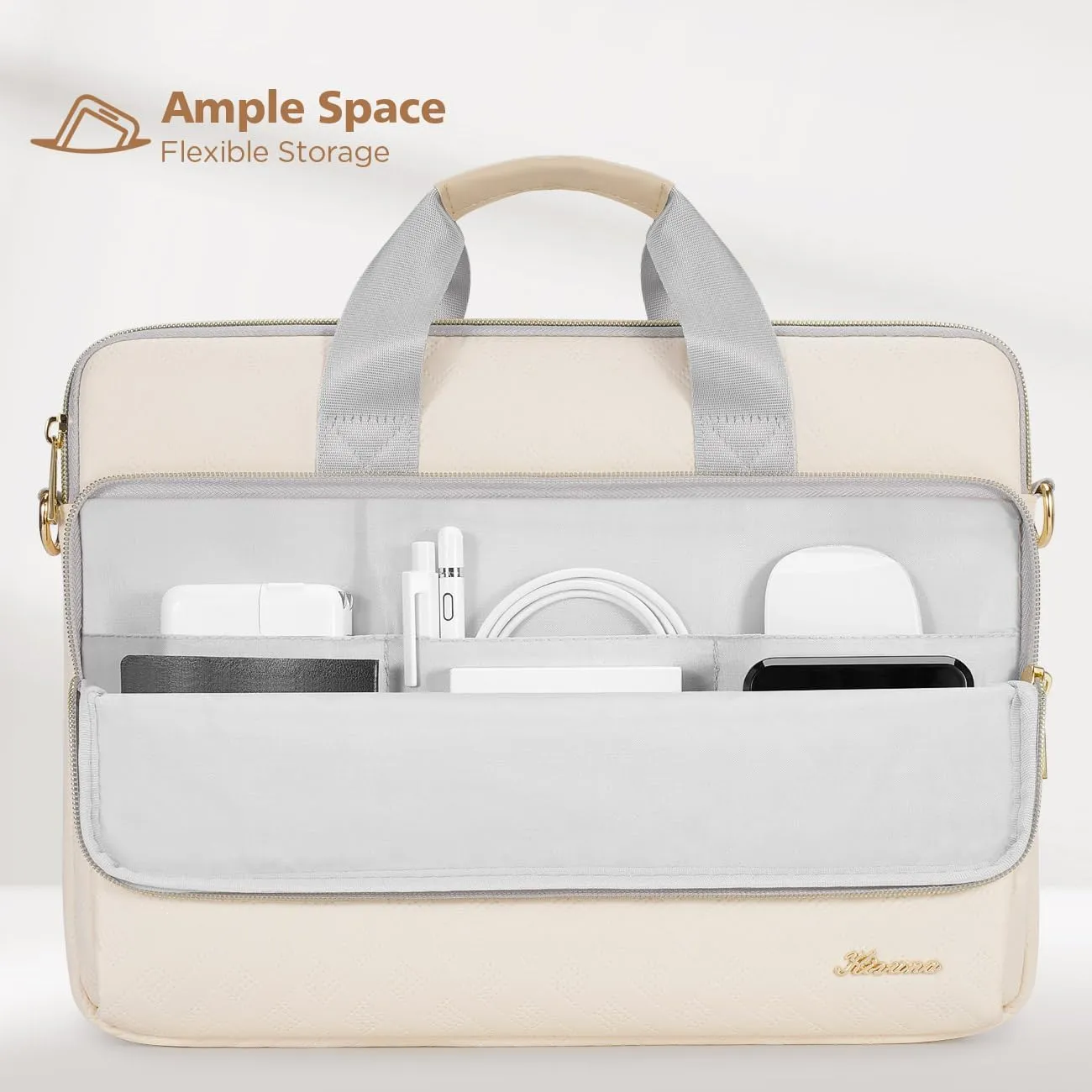 KIZUNA Laptop Sleeve Case 13 Inch Computer Shoulder Bag for 13.6" MacBook Air M2/MacBook Pro 14 M3 M2 M1 MAX/14 Lenovo ThinkPad X1 Carbon/IdeaPad Flex 5 Gen 8/IdeaPad Flex 5i/Yoga 9i Dell, Beige