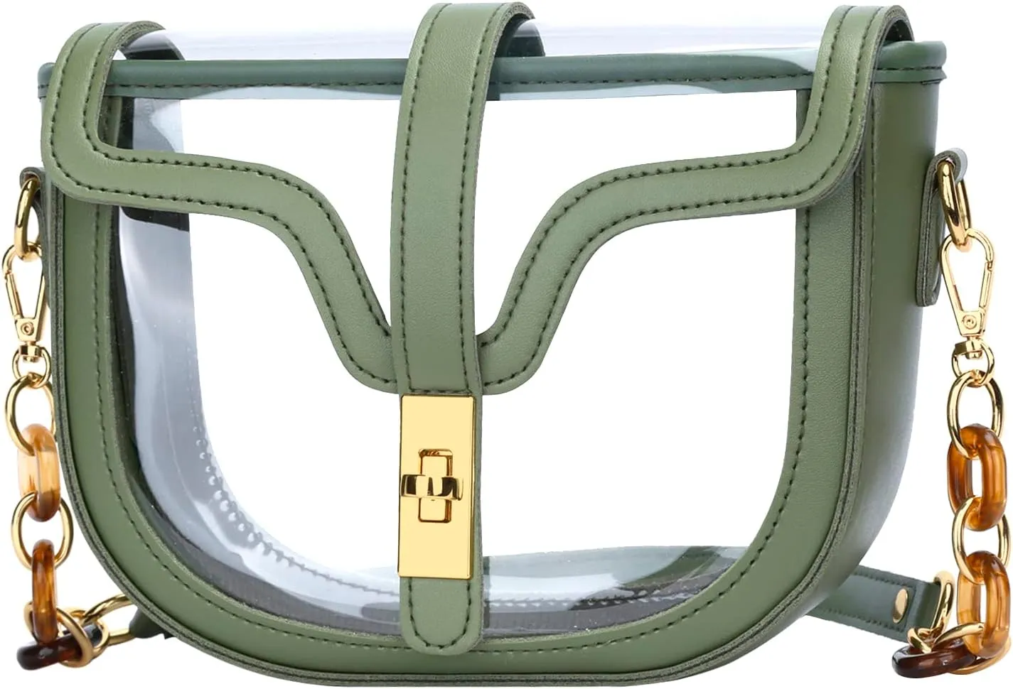 KKXIU Clear Crossbody Bag for Women Stadium Approved Vegan Leather Concert Shoulder Sports See-Through Purse
