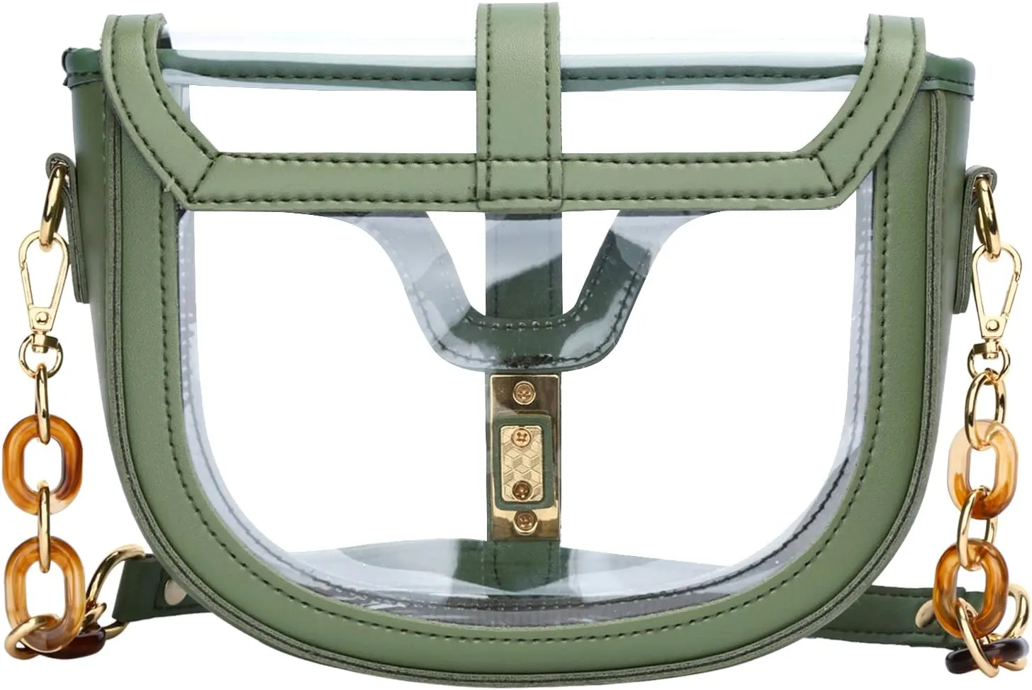 KKXIU Clear Crossbody Bag for Women Stadium Approved Vegan Leather Concert Shoulder Sports See-Through Purse