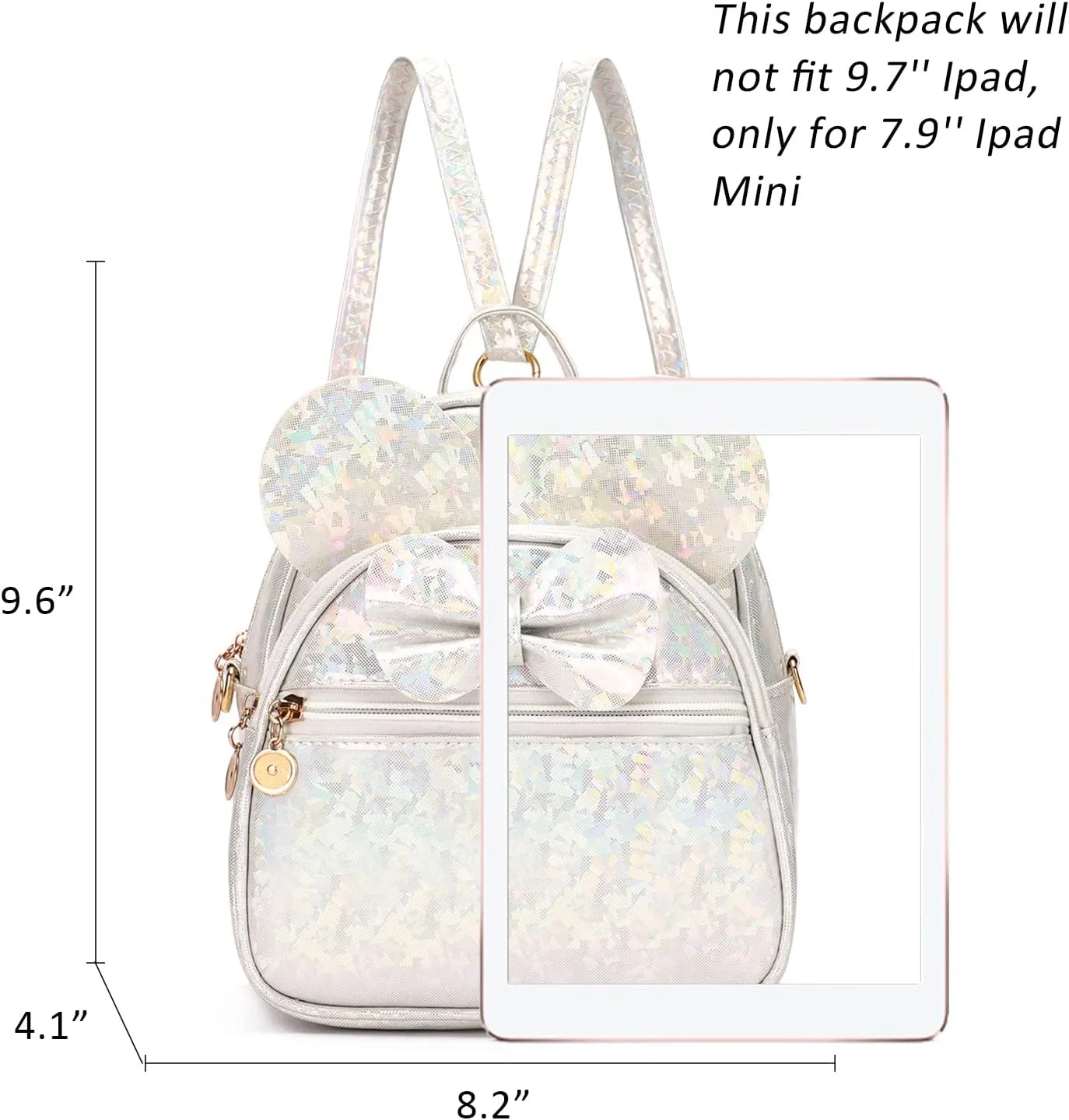 KL928 Girls Bowknot Polka Dot Cute Mini Backpack Small Daypacks Convertible Shoulder Bag Purse for Women