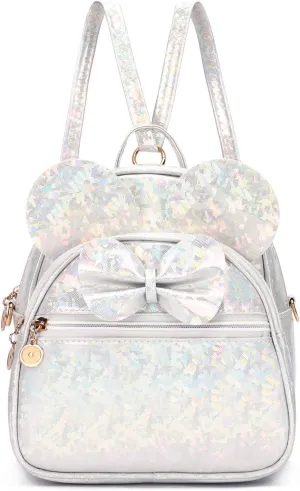 KL928 Girls Bowknot Polka Dot Cute Mini Backpack Small Daypacks Convertible Shoulder Bag Purse for Women