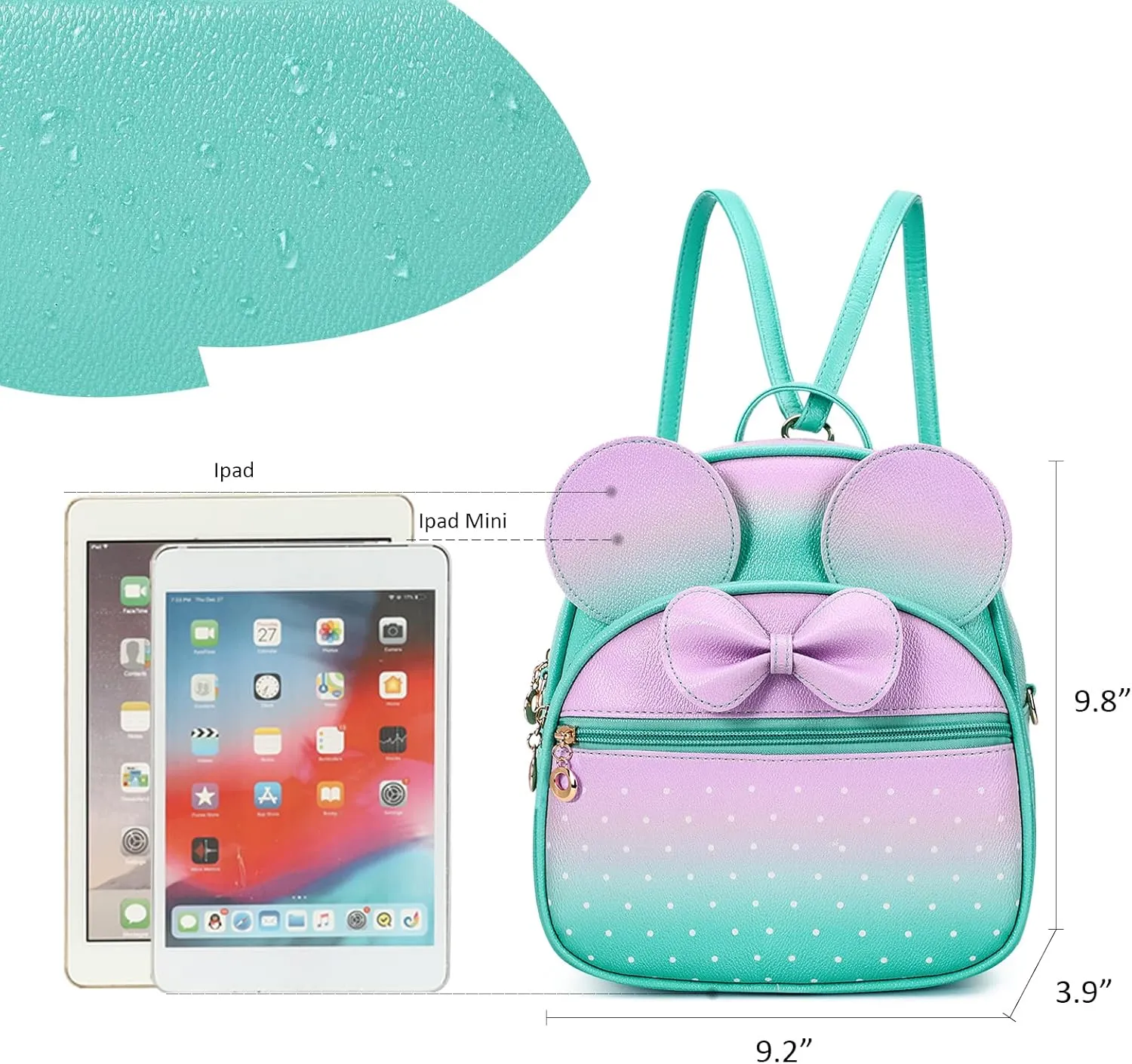 KL928 Girls Mini Backpack Bowknot Polka Dot Cute Daypacks Convertible Shoulder Bag Purse for Women