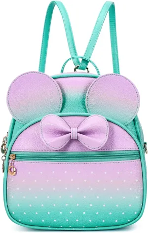 KL928 Girls Mini Backpack Bowknot Polka Dot Cute Daypacks Convertible Shoulder Bag Purse for Women
