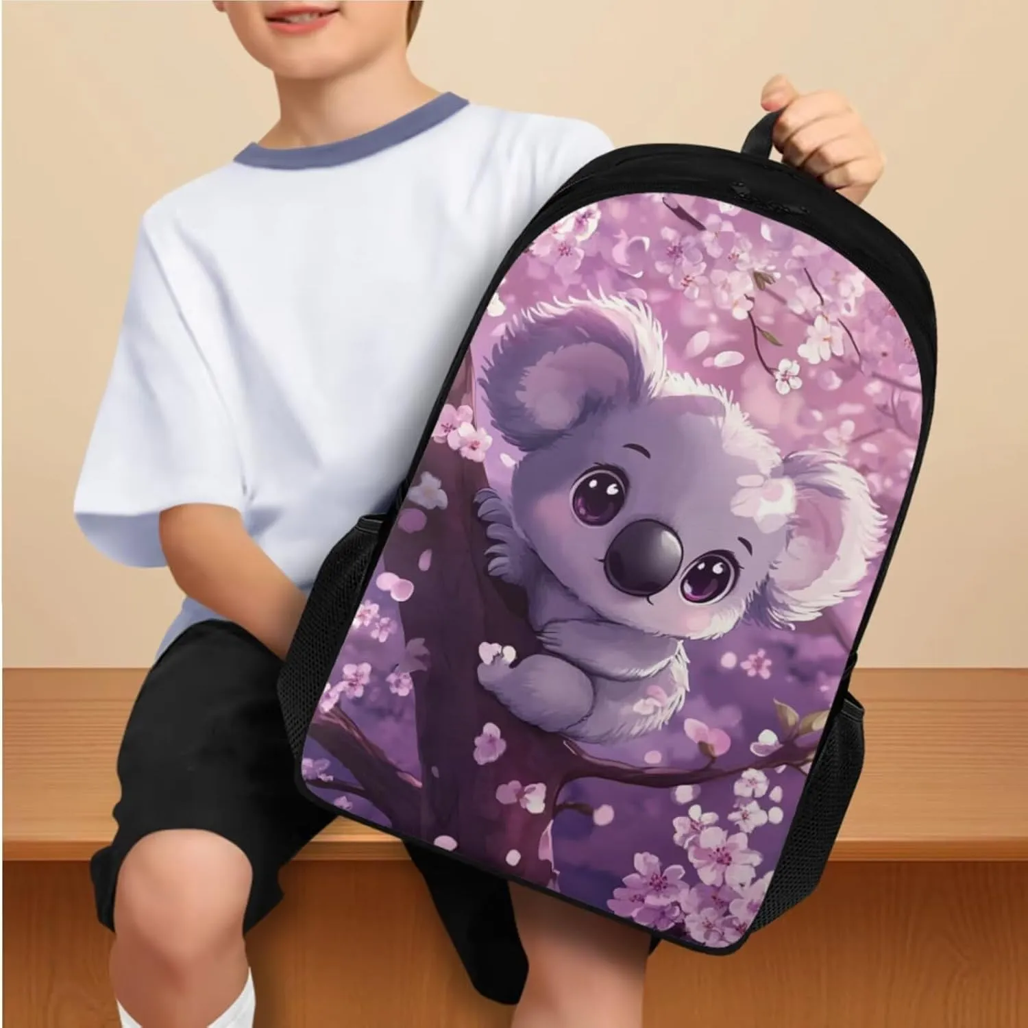 Koala Backpack for Elementary School Girls Book Bags with Lunch Box Cute Backpacks for 5th Grade Girls Kids School Bag 17 Inch Large Capacity Travel Sports Daypack for Primary Students