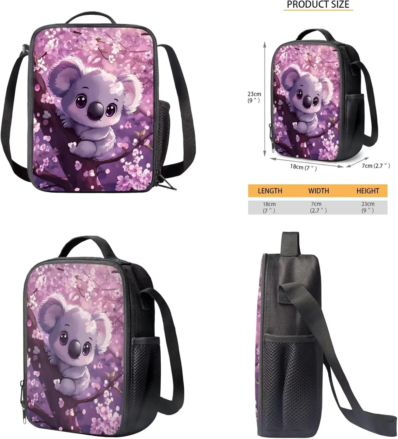 Koala Backpack for Elementary School Girls Book Bags with Lunch Box Cute Backpacks for 5th Grade Girls Kids School Bag 17 Inch Large Capacity Travel Sports Daypack for Primary Students