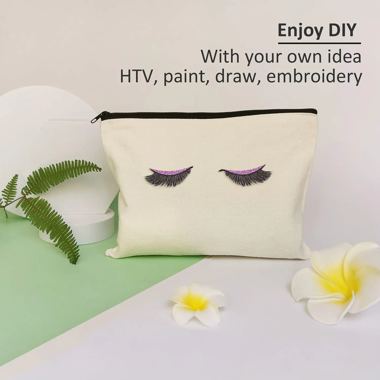 Koolmox Canvas Zipper Pouch - 9x7, 20 Pack with Zipper, Cotton Canvas for Embroidery, Tie Dye, Marker and Circuit Projects, Beige Travel Bags