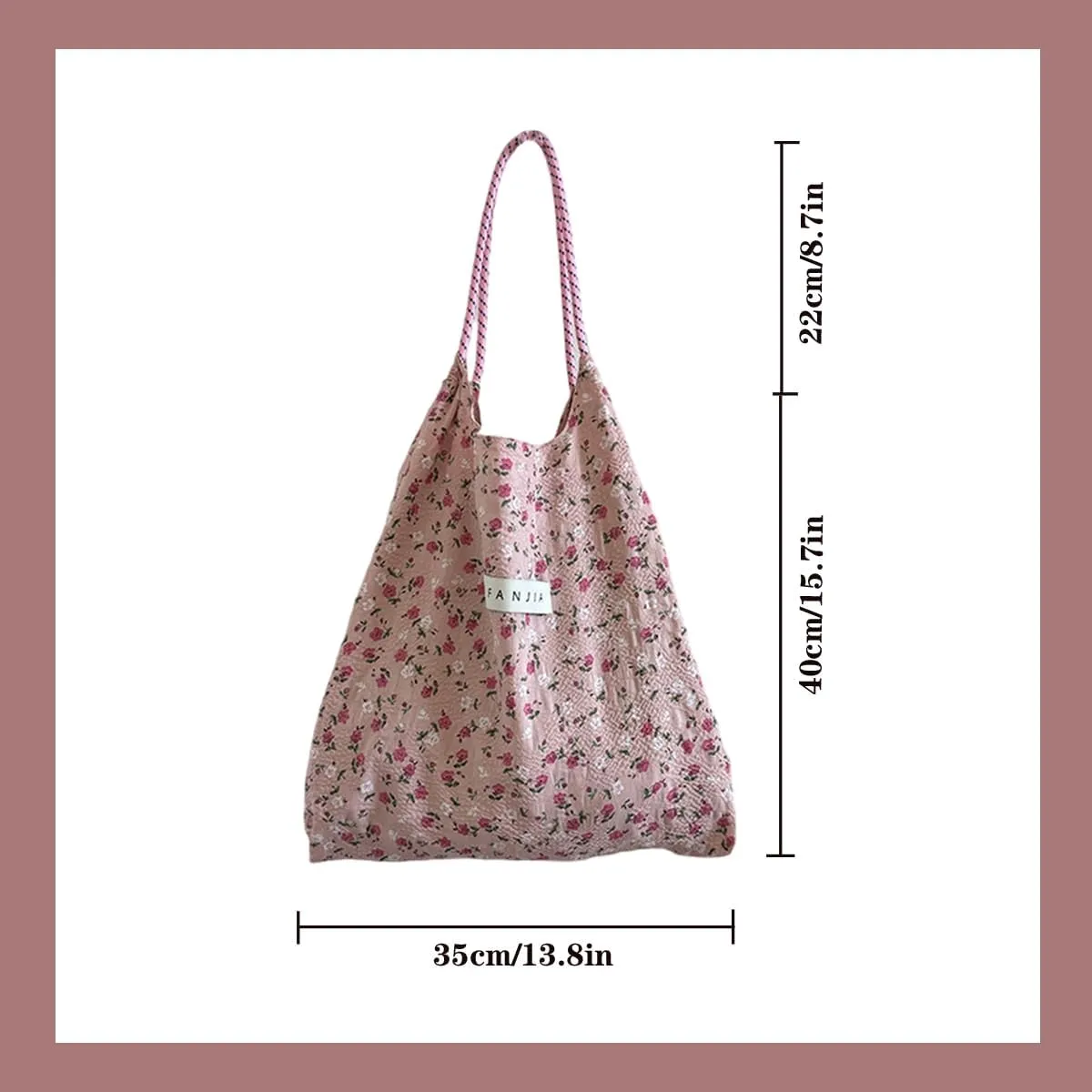 Korean version floral handbag for women's fresh Japanese style small floral shoulder bag with large capacity shopping bag