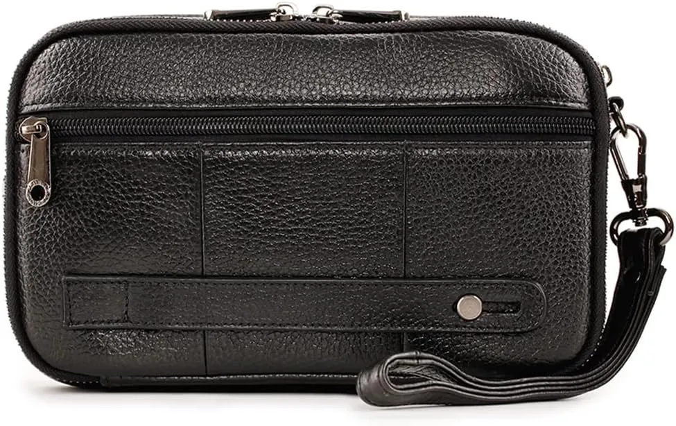 KPYWZER Leather Clutch Purse Wallet Men Wrist Bag