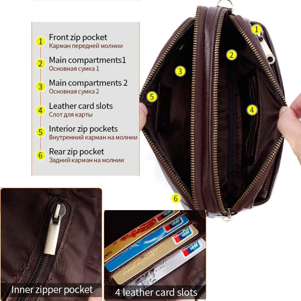 KPYWZER Leather Clutch Purse Wallet Men Wrist Bag