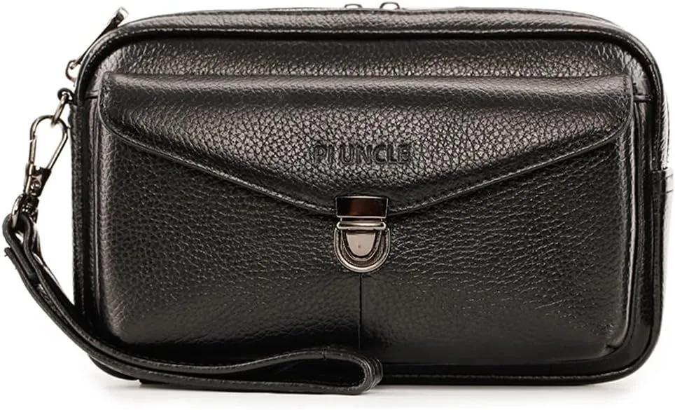 KPYWZER Leather Clutch Purse Wallet Men Wrist Bag