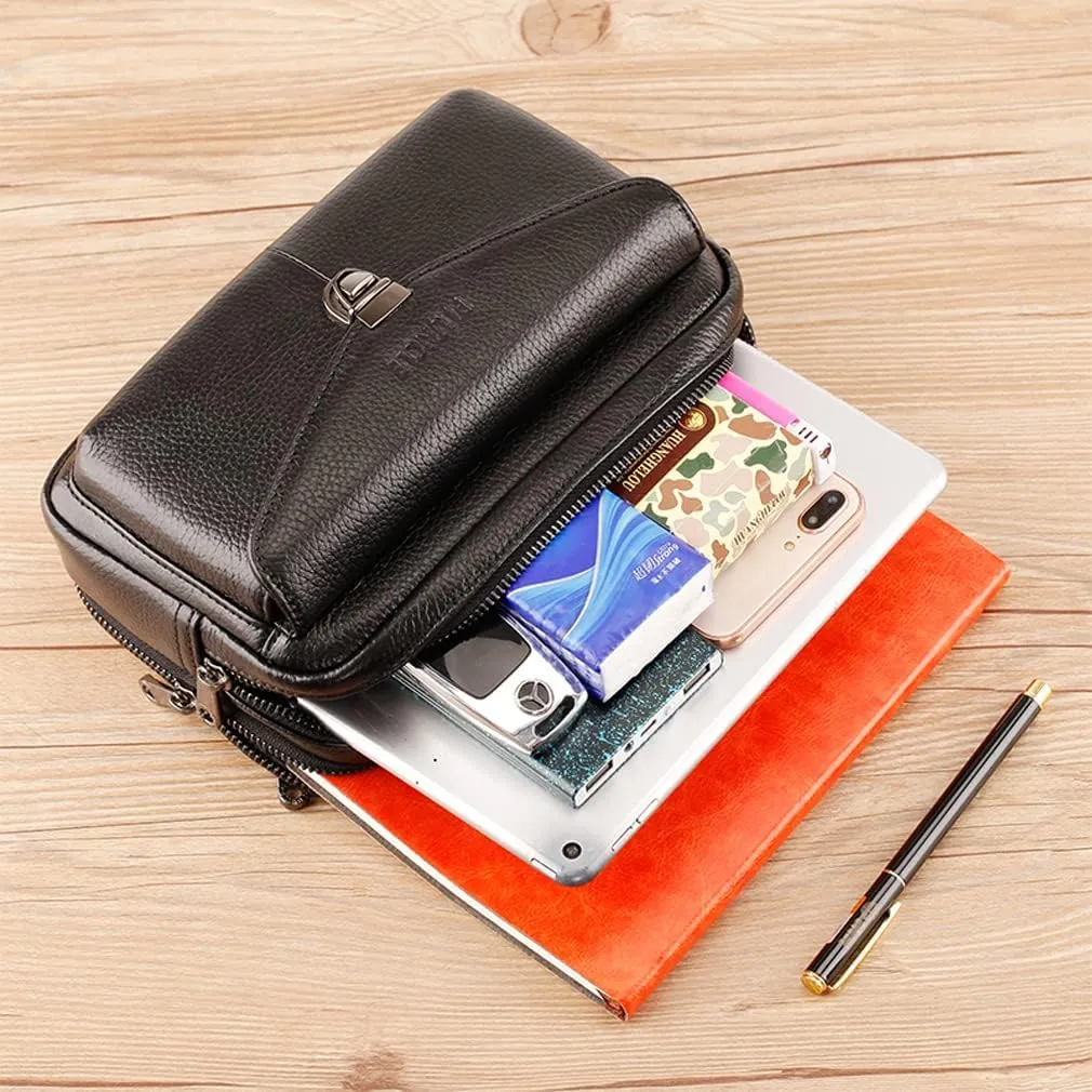 KPYWZER Leather Clutch Purse Wallet Men Wrist Bag